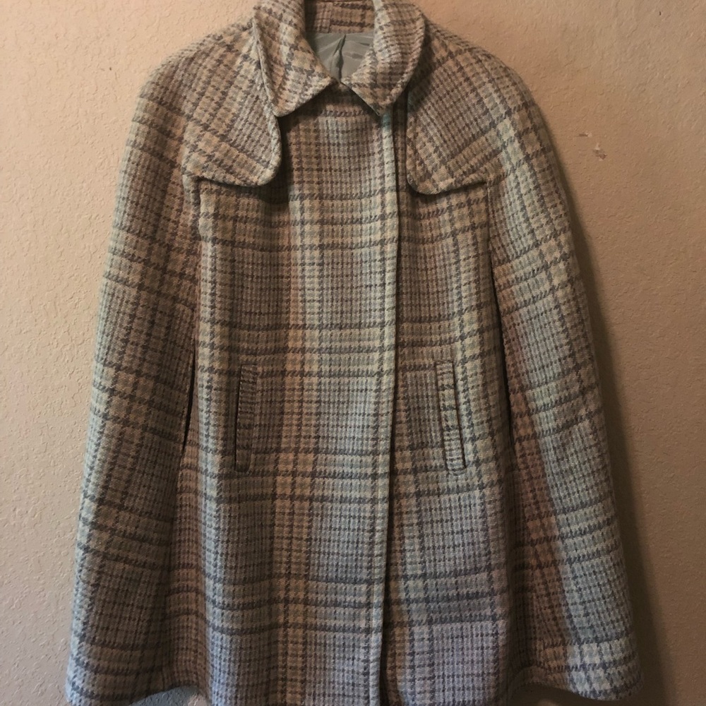 Vintage 1950s Plaid Cape Jacket